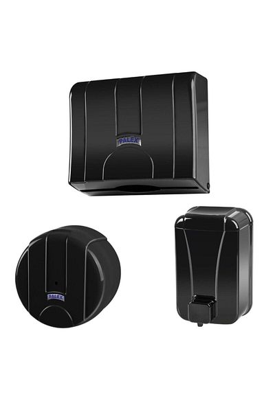 Palex 3-Piece Luxury Bathroom Set Toilet Paper Napkin Holder and Soap Dish Set Black Set