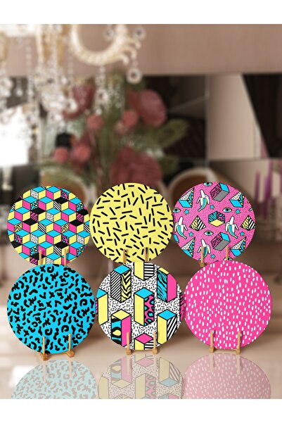 Realhomes 6-dijelni šareni geometrijski pop-art tanjir i podmetač dizajnirani...