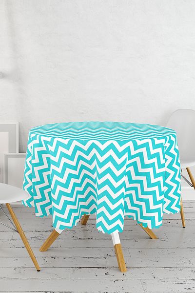 Realhomes Fata de masa rotunda imprimata cu model in zigzag - Diametru 140cm