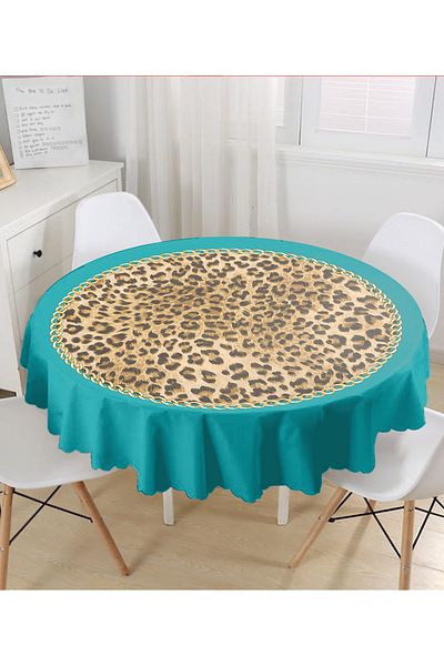 Realhomes Față de masă rotundă modernă cu model leopard - diametru 140 cm