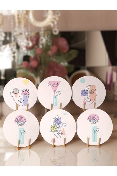 Realhomes Σουίτα 6 τεμαχίων Onedraw Silhouette & Rose Designed Plating & σουπλά