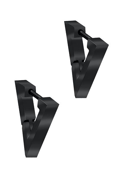 LABALABA Men's Black Color Triangle Model Steel Earrings