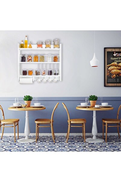 QuickBuy Ahşap Mutfak Rafı Dolabı Terek Baharatlık Takımı Seti Tereği