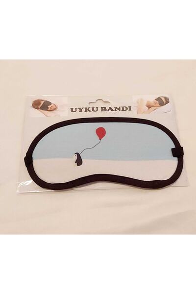 Bronz Gıda Mavi Beyaz Penguen Desenli Göz Uyku Bandı
