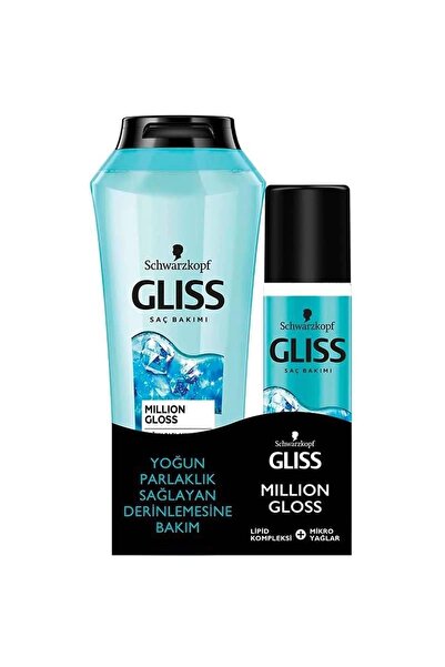Gliss Million Gloss Yoğun Parlaklık Veren Şampuan 400 Ml + Sıvı Saç Kremi 200 Ml