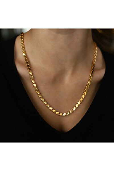 Genel Markalar Altın Kaplama Pullu Arpa Zincir 60 Cm Kolye