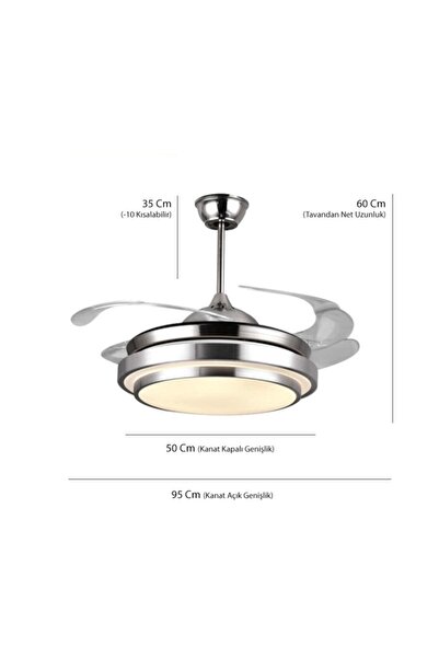 End Aydınlatmalı Açılır Kapanır Kanatlı Tavan Vantilatörü