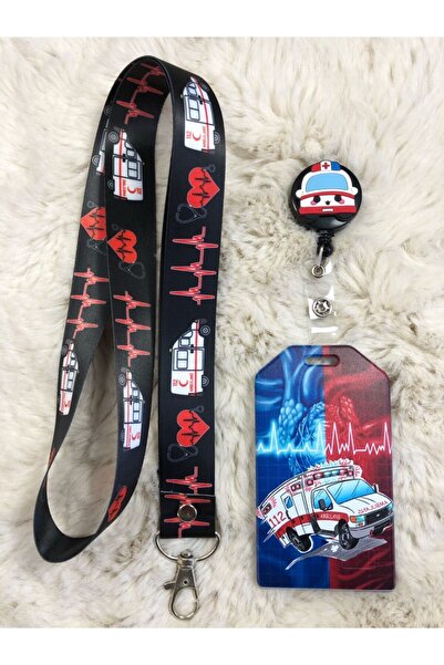 Hediyebum Set curea pentru gât pentru urgență și suport pentru carduri