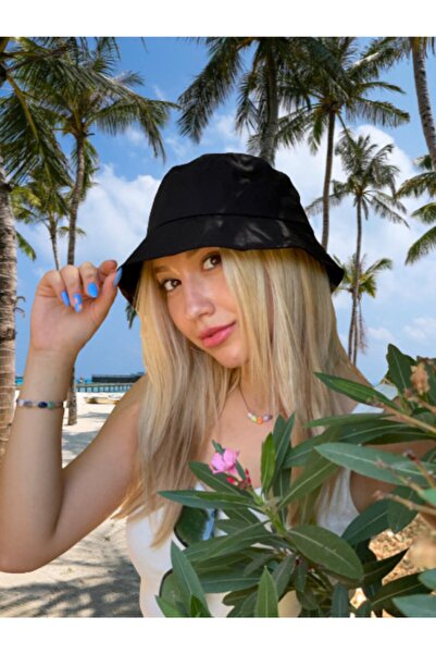 Son Moda Düz Siyah Kova Şapka Balıkçı Bucket Hat