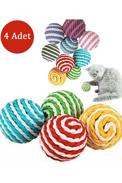 Sdypet Ball Cat Toy Colorful String Wrap 4 cm 4 Pieces