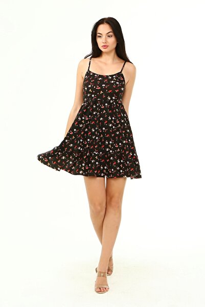 KİM Kİ O Γυναικείο φόρεμα Flounce με λουλούδια - Ζαρτιέ Φούστα