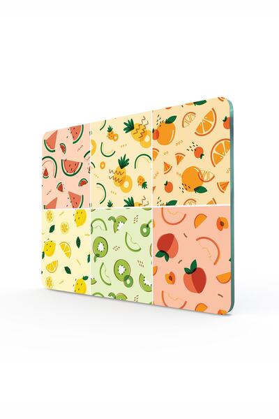 Decovetro Cam Kesme Tahtası Ve Sunum Tablası | Karışık Meyve Desenli | 30cm X...