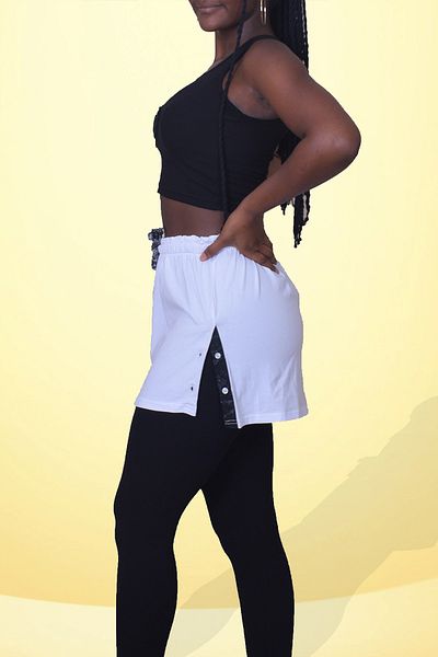 sufyy Two Side Openable Slits Elastic Waist Cotton Skirt