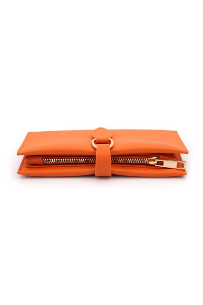 Womancraft Soft Leather, Buckle and Multi-Compartment Orange Women's Wallet Accessory