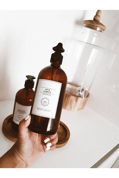 Reoona Modern Amber Glass Liquid Soap Bottle 500 ml