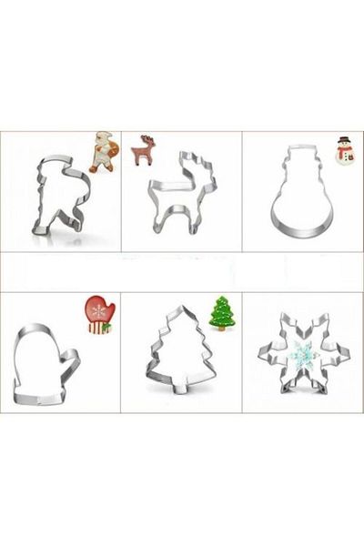 Nar kalıp Narkalıp New Year Cookie Mold Set of 6 (Stainless Steel)