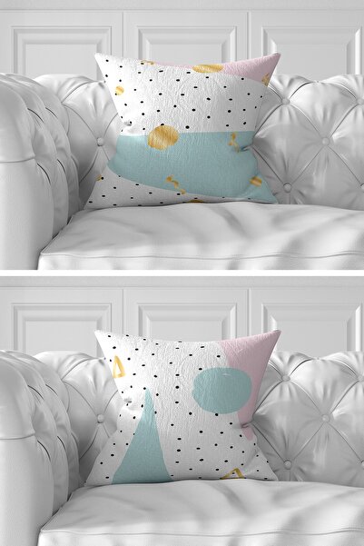 Realhomes Набір з 7 двосторонніх кольорових подушок з геометричним малюнком, золотими деталями та цифровим принтом