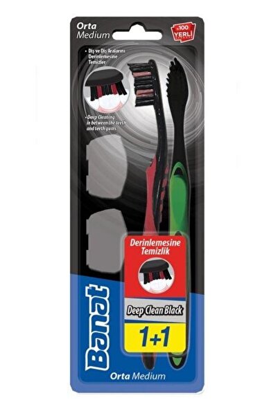 Banat Deep Clean Black 1+1 Adult Toothbrush