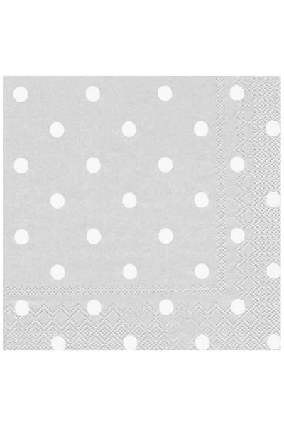 Roll-Up KiKajoy 20-piece Silver PolKa Dot PaPer Napkin - 33x33 Cm