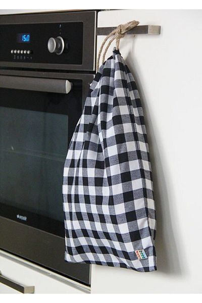 Çizgikare Black Checkered Bread Bag