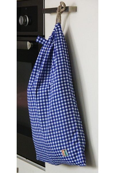 Çizgikare Blue Gingham Bread Bag