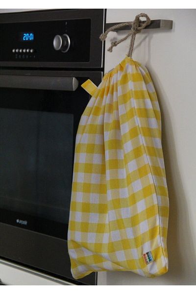 Çizgikare Yellow Checkered Bread Bag