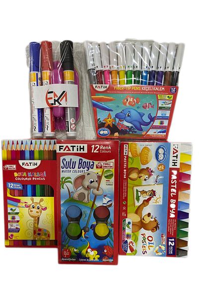 Fatih 12 Colors School Painting Set of 4