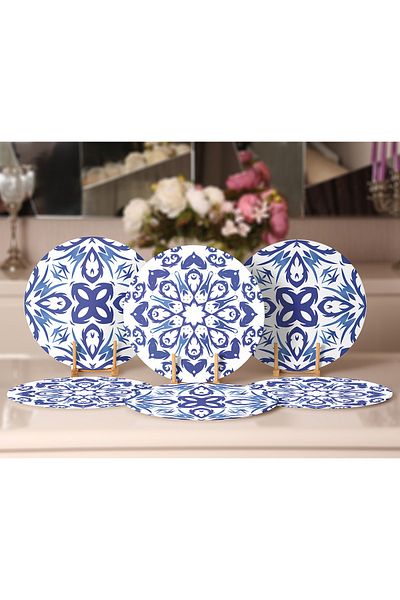 Realhomes Încărcător cu design special cu mandala albastră din 6 bucăți și pat de loc