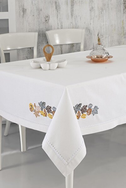 ÖDEL HOME Lacy Leaf Embroidered 140X240 cm Tablecloth