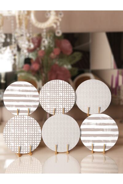 Realhomes 6'lı Vizon Özel Tasarım Geometril Çizimli Supla & Servis Altlığı