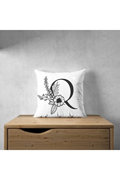 LadiesHome غطاء وسادة مع حروف - حرف Q - 43x43 سم