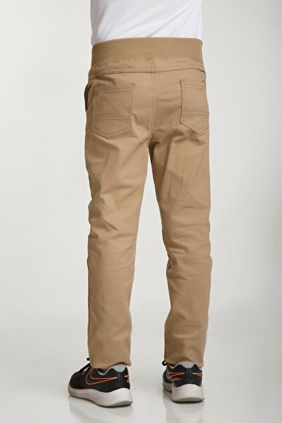 nacar çarşı Unısex Çocuk Rıbana Bel Camel Canvas Okul Pantolonu