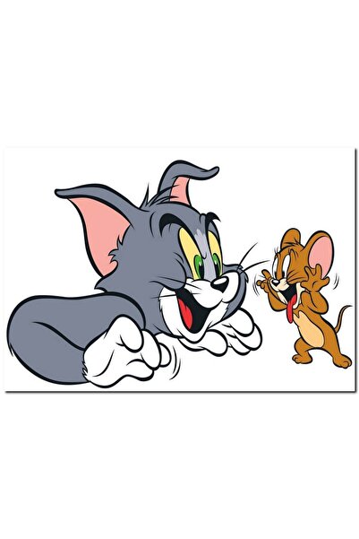 Cakatablo Ξύλινη Πινακίδα με Τομ και Τζέρι σε Λευκό Φόντο (Μέγεθος 25x35 εκ.)