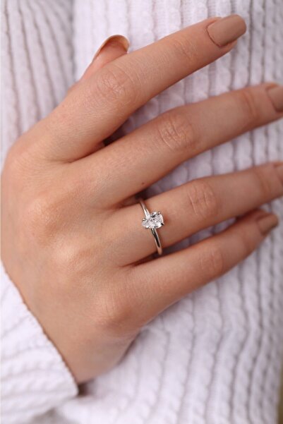 MySilvers Gümüş Damla Tektaş Yüzük