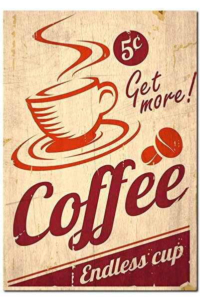 Cakatablo Ξύλινος πίνακας με εικόνα αφίσας προσφοράς καφέ (Μέγεθος 25x35 εκ.)