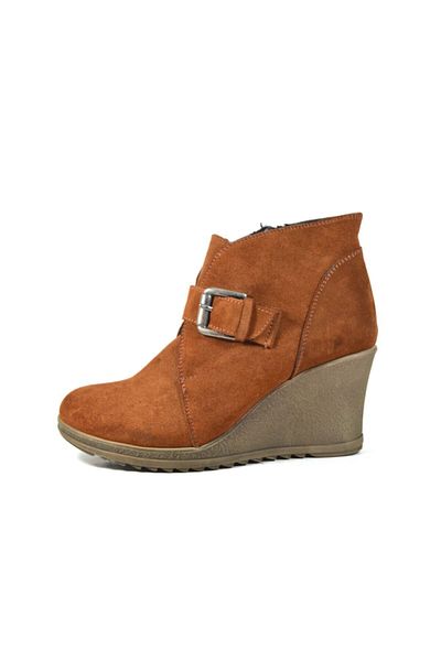 Beety 20bk.104 Дамски ботуши от кожа и набук, кафяви, с танкетка