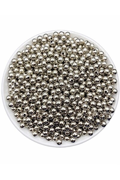 Hedef Bijuteri 6 مم فضي - لون النيكل CCB ذو مظهر معدني معدني، خرز بلاستيكي، خ...