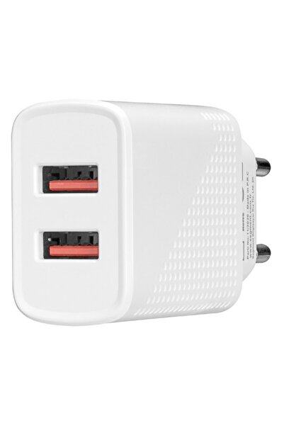 S-LINK Sl-ec50 (sl-ec50t) 5v 2400ma Type-c Kablolu 2 Usb Çıkışlı Beyaz Ev Şarj Adaptörü