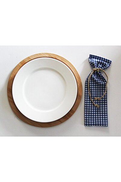 Çizgikare Μπλε Gingham Θήκη για Πιρούνι & Μαχαίρι 4 Τεμάχια