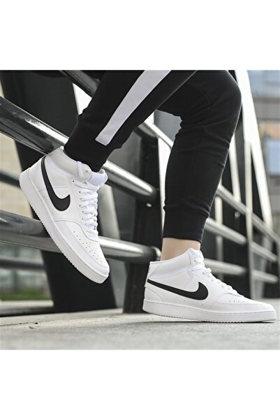Nike Court Vision Mid Erkek Sneaker Spor Ayakkabı Beyaz Siyah Cd5466-101 V3
