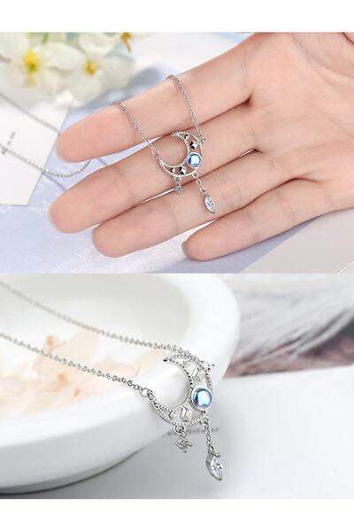 Modaadresiniz 925 Ayar Gümüş Ay Taşlı Hilal Model Sevgililer Günü Anneler Gün...