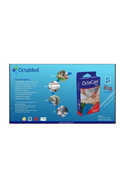 Octacare Mavi Yara Bandı 100 Adet Dedektör Duyarlı Su Sıvı Geçirmeyen Mavi Ya...