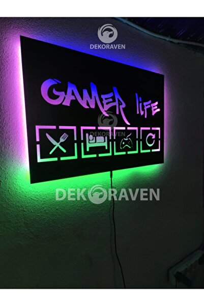 dekoraven Gamer Life Led Işıklı Tablo