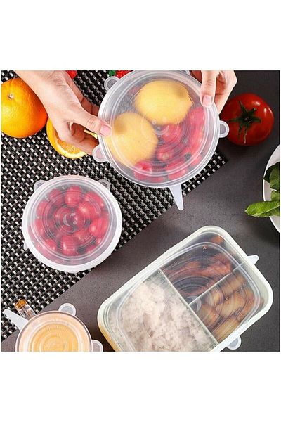 AKCAKESE Silicone Stretch Lid Protecting Freshness Set of 6 Pot Cap Set