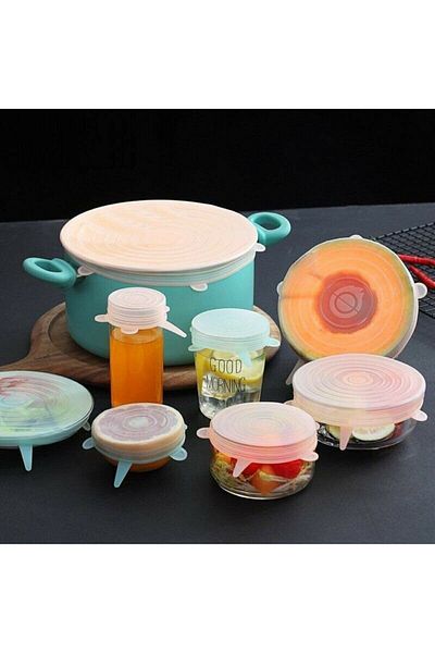 AKCAKESE Silicone Stretch Lid Protecting Freshness Set of 6 Pot Cap Set