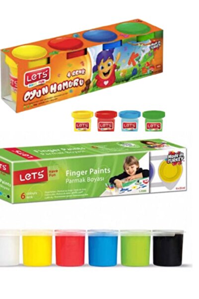Lets 4 عبوات من عجينة اللعب - 6 عبوات من طلاء الأصابع