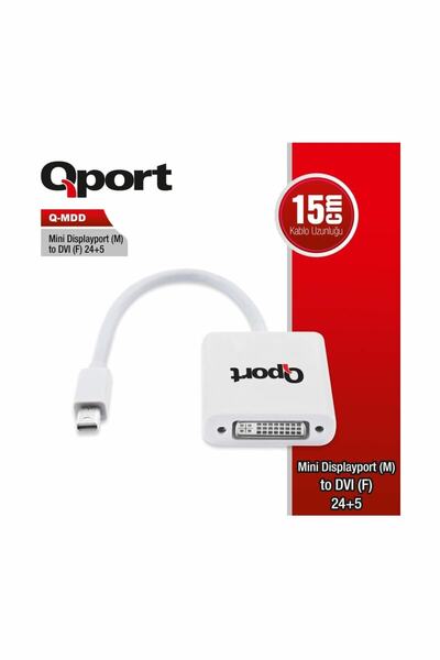 Qport Mini Displayport(M) To DVI(F) 24+5 Dönüştürücü Q-Mdd