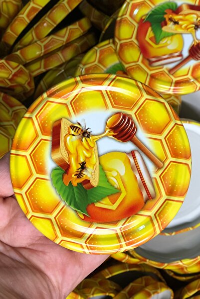 Multiamo Metal 82 Mm Arı Petek Desenli 20 Adet Konserve Kavanoz Kapak