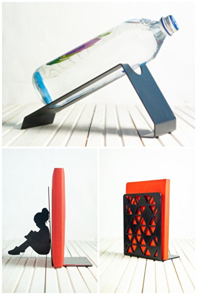 AS DESİGN Декоративний металевий тримач для книг - Шішель - Тримач для книг з геометричним візерунком - Набір з 3 штук