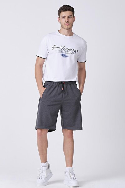 Giymoda Ανδρικό αυθεντικό σορτς βερμούδας με κανονική εφαρμογή Anthracite